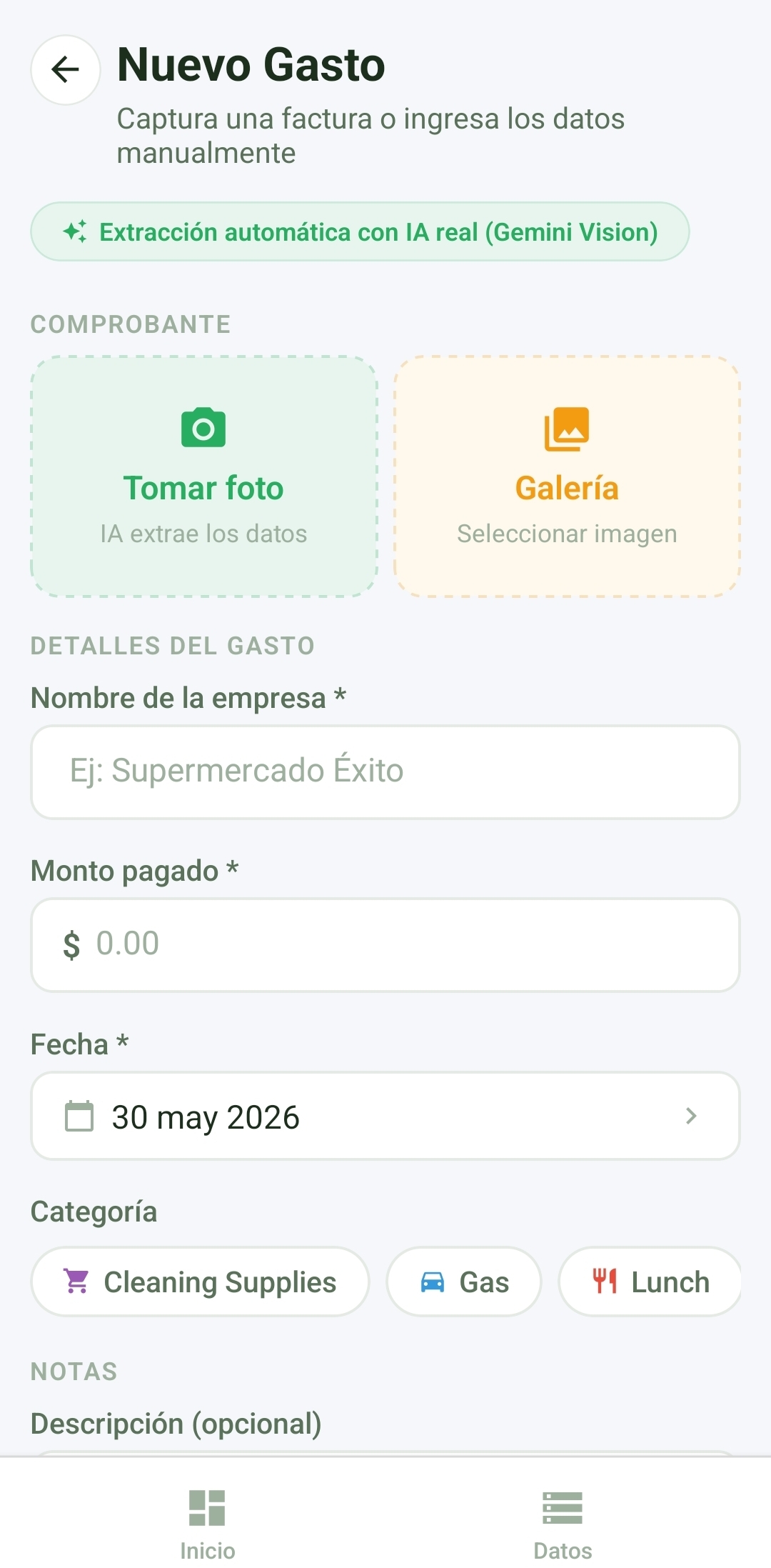GastosApp — Nuevo Gasto con IA