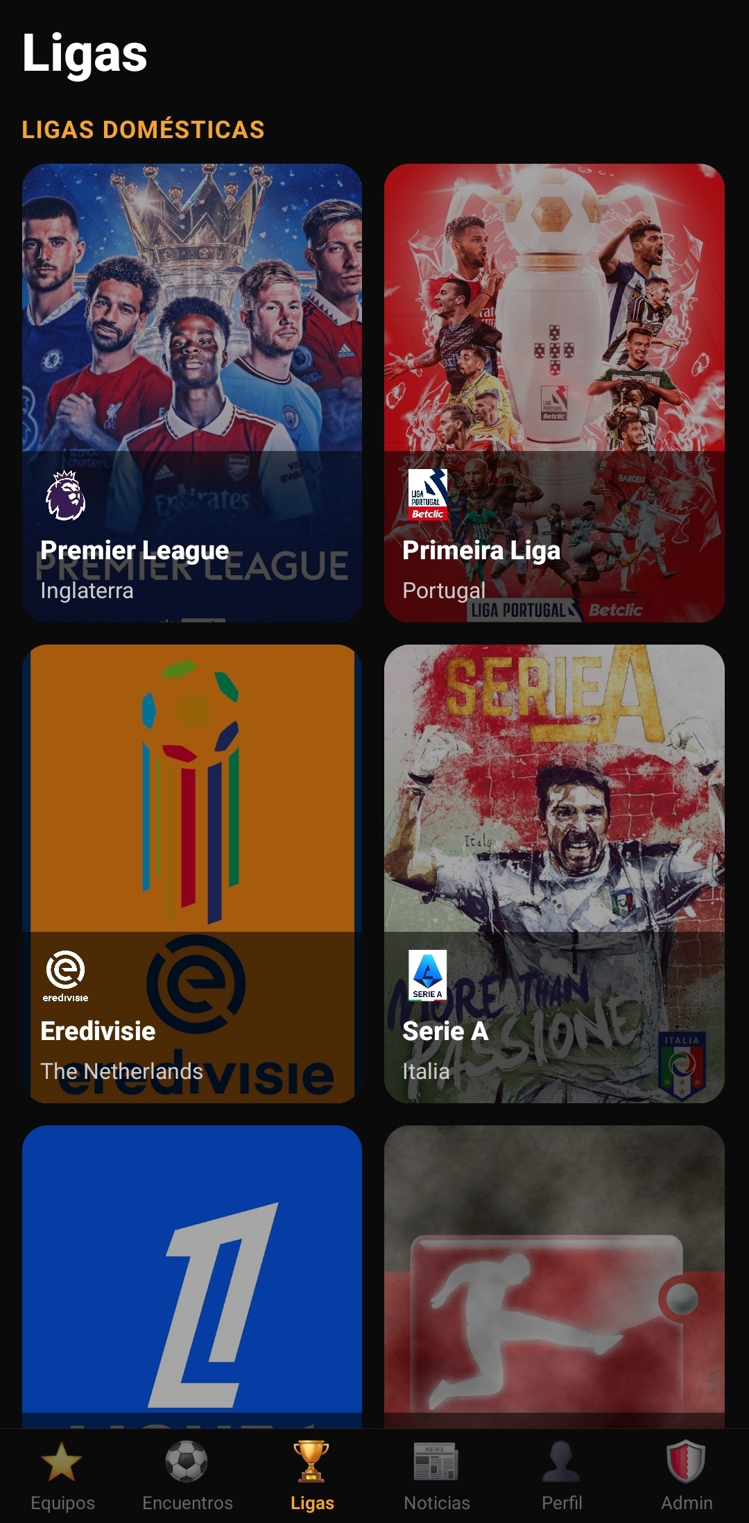 SportTrack — ligas